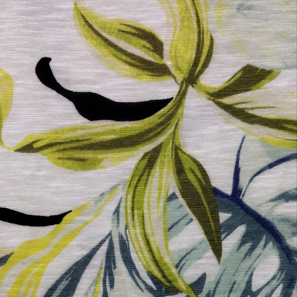 Chico's Button Back Slub Tee Women's L White Multi Textured Tropical Coastal - Picture 9 of 11